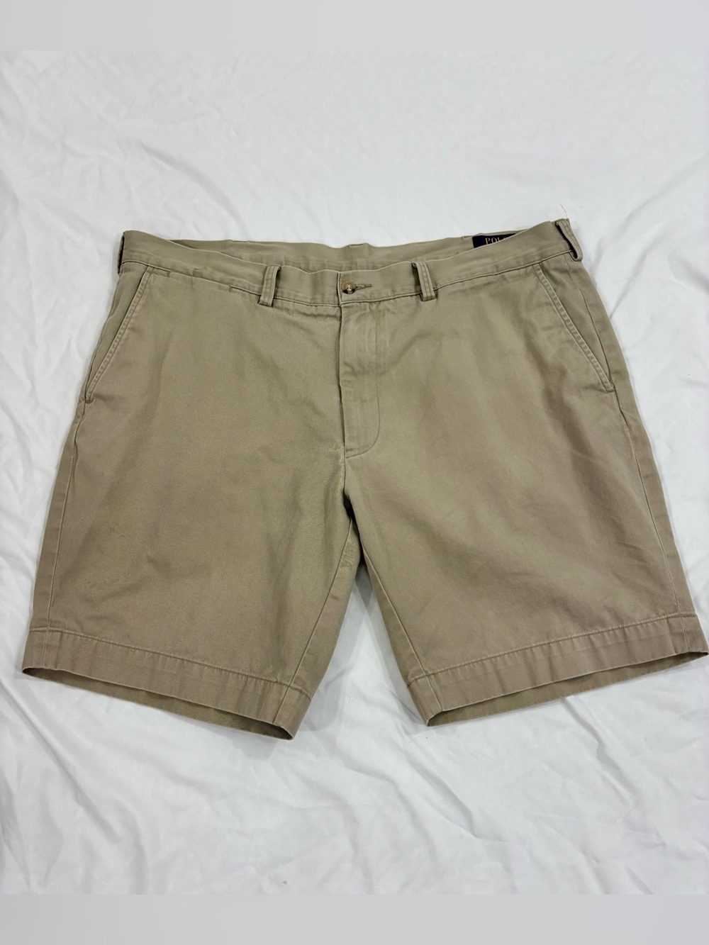 Polo Ralph Lauren Classic Fit Mens Khaki Shorts  Flat Front 100% Cotton